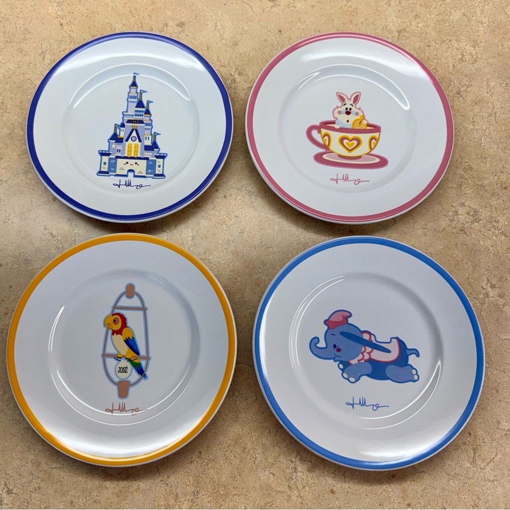 Disney Parks 2021 Jerrod Maruyama “Kingdom Of Cute” 4pc Dessert Plate Set